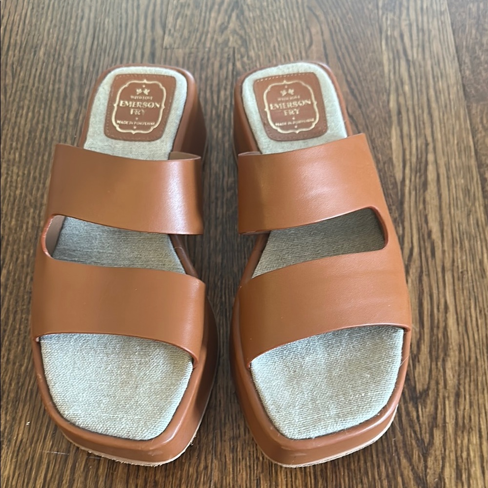 Emerson Fry Tan Slide Sandals